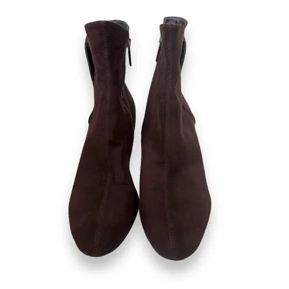 Thierry Rabotin Heeled Suede Ankle Booties Brown Women's 10-10.5/41