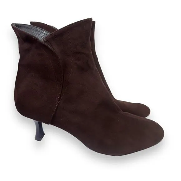 Thierry Rabotin Heeled Suede Ankle Booties Brown Women's 10-10.5/41
