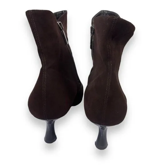 Thierry Rabotin Heeled Suede Ankle Booties Brown Women's 10-10.5/41