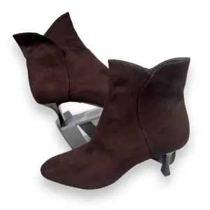Thierry Rabotin Heeled Suede Ankle Booties Brown Women's 10-10.5/41
