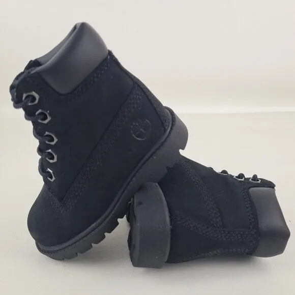 Timberland 6 IN Classic Waterproof Toddler Boots Black Nubuck Sz 5