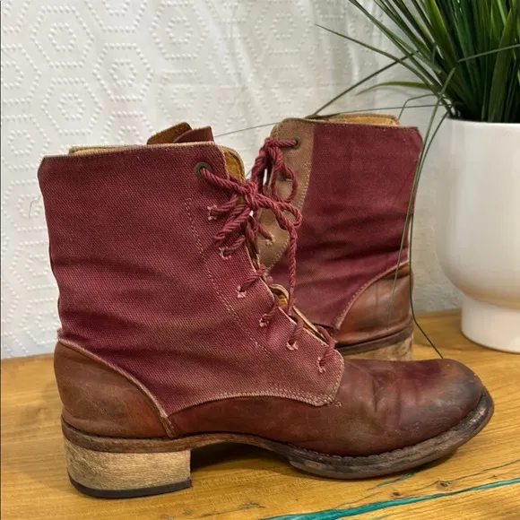 Timberland moto Vintage Red Leather Lace-Up Boots