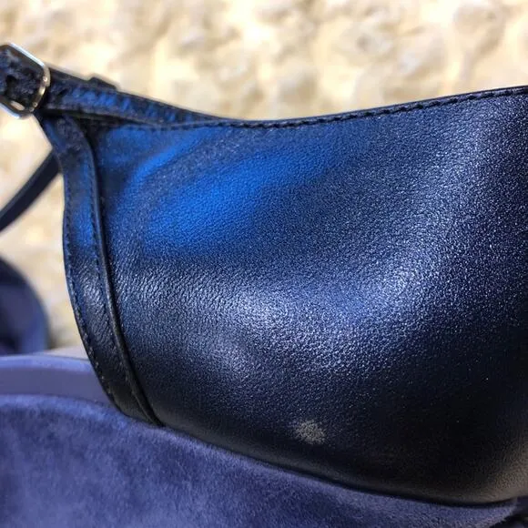 Tod’d Blue Wedge Suede Heels Shoes Size 40