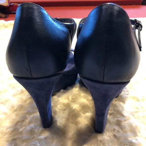 Tod’d Blue Wedge Suede Heels Shoes Size 40