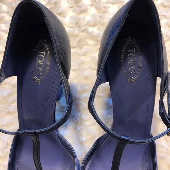Tod’d Blue Wedge Suede Heels Shoes Size 40