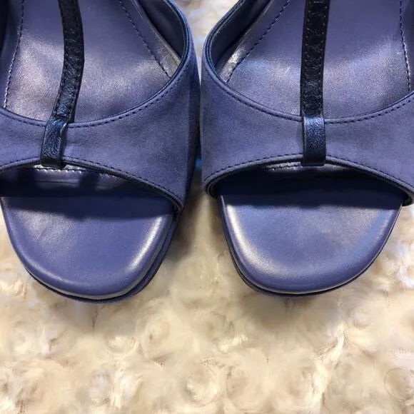 Tod’d Blue Wedge Suede Heels Shoes Size 40