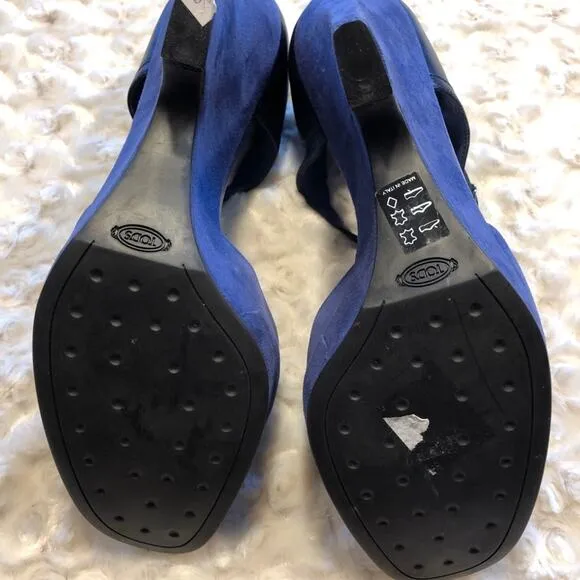 Tod’d Blue Wedge Suede Heels Shoes Size 40