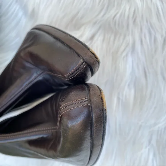 Todd Oldham 90s Y2K heeled knee high boots brown 38 narrow