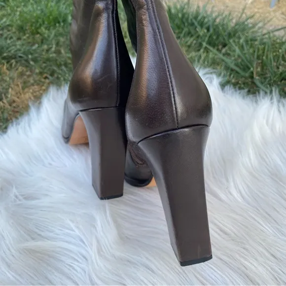 Todd Oldham 90s Y2K heeled knee high boots brown 38 narrow
