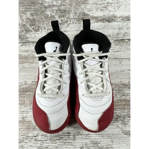 Toddler Nike Air Jordan 12 Retro 'Cherry' Red/White Sneakers Sz 10C
