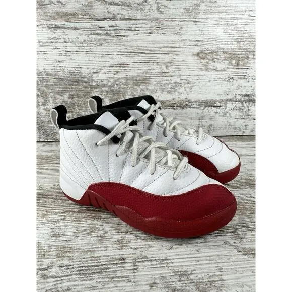 Toddler Nike Air Jordan 12 Retro 'Cherry' Red/White Sneakers Sz 10C