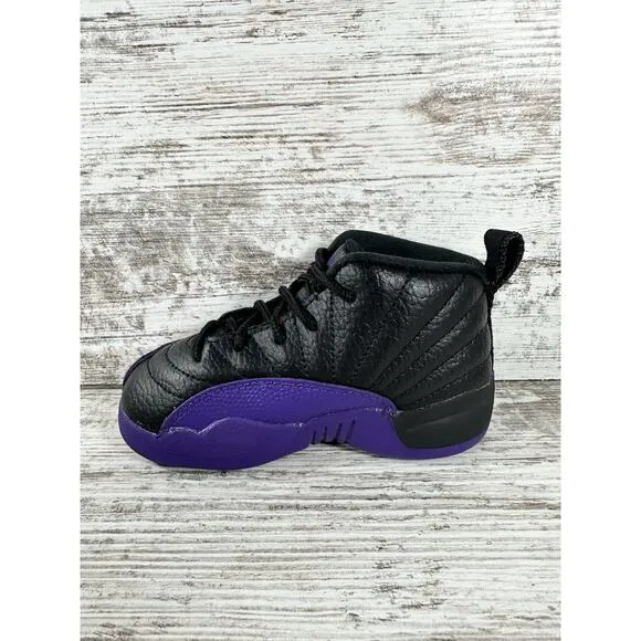 Toddler Nike Air Jordan 12 Retro 'Field Purple' Black/Purple Sneakers Sz 8C