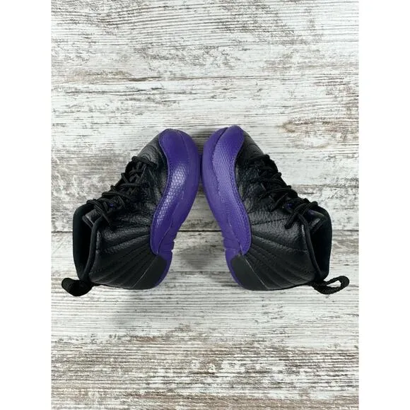 Toddler Nike Air Jordan 12 Retro 'Field Purple' Black/Purple Sneakers Sz 8C