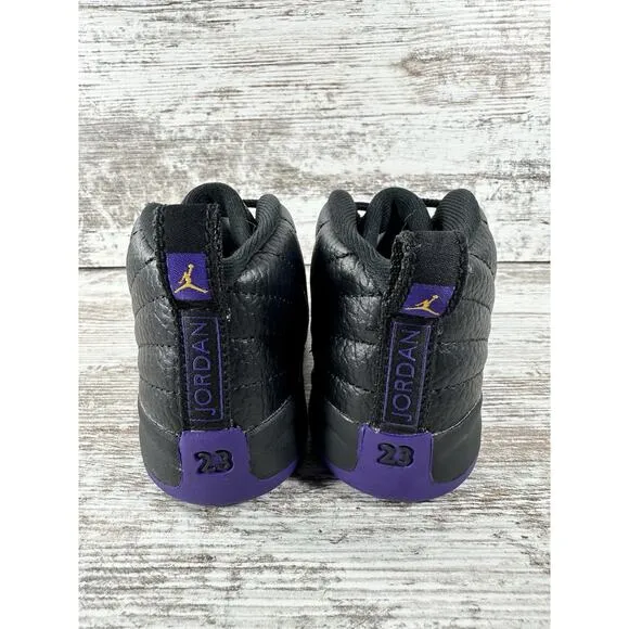 Toddler Nike Air Jordan 12 Retro 'Field Purple' Black/Purple Sneakers Sz 8C