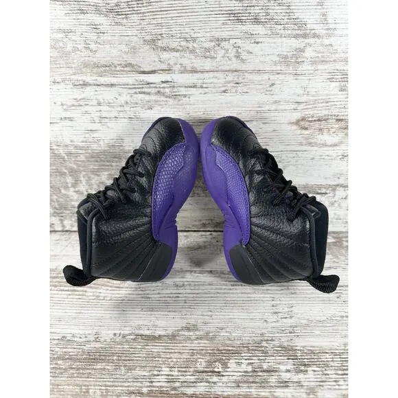 Toddler Nike Air Jordan 12 Retro 'Field Purple' Black/Purple Sneakers Sz 8C