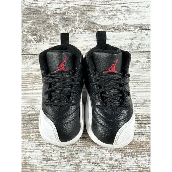 Toddler Nike Air Jordan 12 Retro 'Playoffs' Black/White Sneaker Sz 6C EUC!