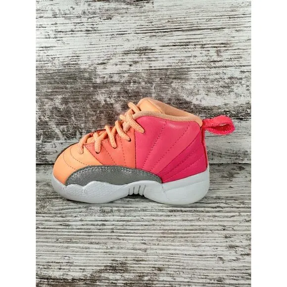 Toddler Nike Air Jordan 12 Retro 'Sunrise Racer' Pink/Mango Sneakers Sz 6C