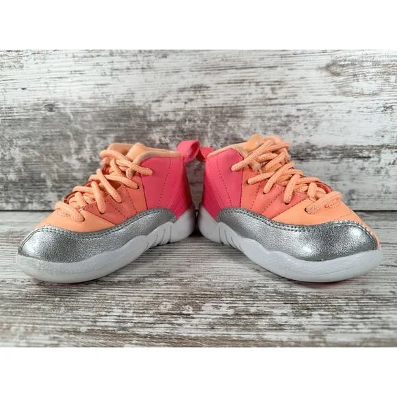 Toddler Nike Air Jordan 12 Retro 'Sunrise Racer' Pink/Mango Sneakers Sz 6C