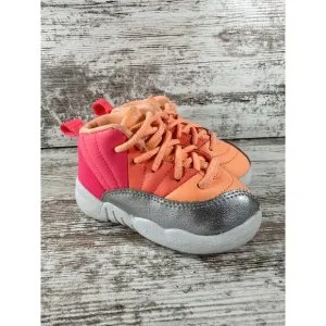 Toddler Nike Air Jordan 12 Retro 'Sunrise Racer' Pink/Mango Sneakers Sz 6C