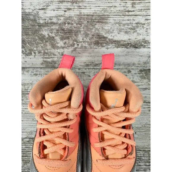 Toddler Nike Air Jordan 12 Retro 'Sunrise Racer' Pink/Mango Sneakers Sz 6C