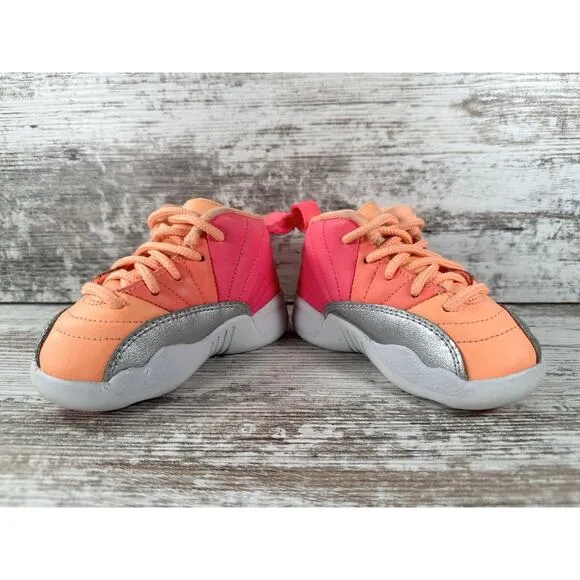 Toddler Nike Air Jordan 12 Retro 'Sunrise Racer' Pink/Mango Sneakers Sz 6C