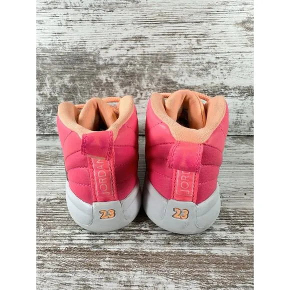 Toddler Nike Air Jordan 12 Retro 'Sunrise Racer' Pink/Mango Sneakers Sz 6C
