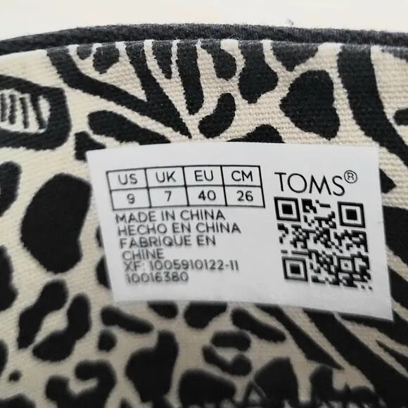 Toms Marisol  Espadrille Platform Wedge Jute Ankle Strap Sandals Black Tan 9 New