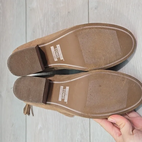 Toms Women Leila Toffee Suede Ankle Boots Heels Shoes Sz 7.5