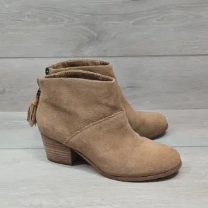 Toms Women Leila Toffee Suede Ankle Boots Heels Shoes Sz 7.5