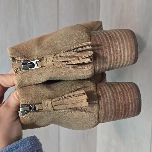 Toms Women Leila Toffee Suede Ankle Boots Heels Shoes Sz 7.5