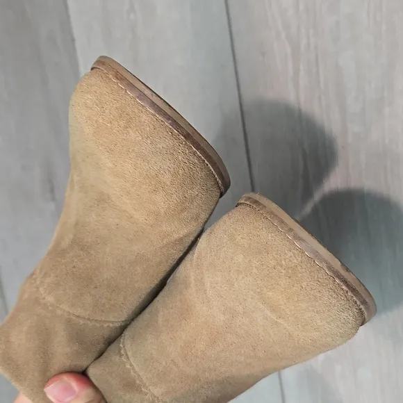 Toms Women Leila Toffee Suede Ankle Boots Heels Shoes Sz 7.5