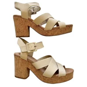 Toms Women’s Ava Cork Wrapped Platform Sandal Putty  Size 8 1/2