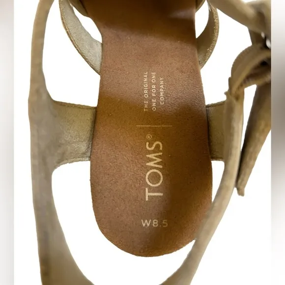 Toms Women’s Ava Cork Wrapped Platform Sandal Putty  Size 8 1/2