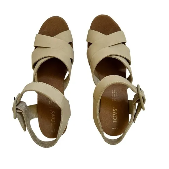 Toms Women’s Ava Cork Wrapped Platform Sandal Putty  Size 8 1/2
