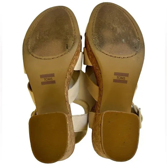 Toms Women’s Ava Cork Wrapped Platform Sandal Putty  Size 8 1/2