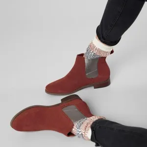 Toms Women's Burgundy Ella Suede Leather Pull On Ankle Chelsea Boots Size 10