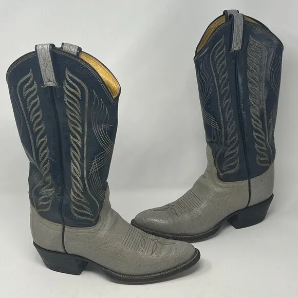 Tony Lama 8056 cowboy boots 6B grey blue antelope