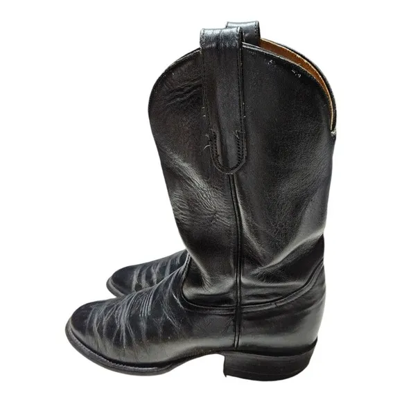 Tony Lama - Size 7M - Vintage Black Cowboy Boots Style 2801