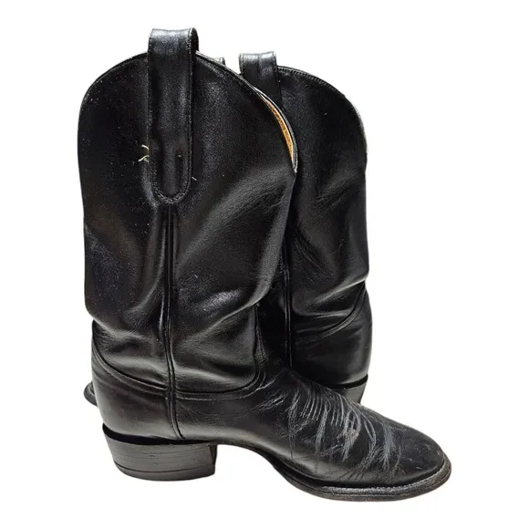 Tony Lama - Size 7M - Vintage Black Cowboy Boots Style 2801