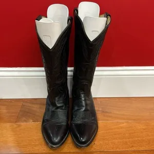 Tony Lama Vintage Boots Mens Black Western Embroidered Cowboy VM2993 size 7.5D
