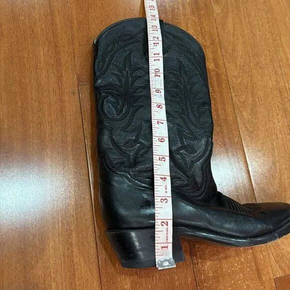 Tony Lama Vintage Boots Mens Black Western Embroidered Cowboy VM2993 size 7.5D