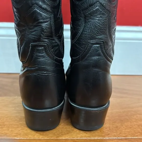 Tony Lama Vintage Boots Mens Black Western Embroidered Cowboy VM2993 size 7.5D