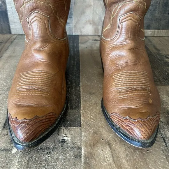 Tony Lama Vintage Gold Label Wingtip Cowboy Boots Mens 14 EEE