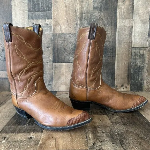 Tony Lama Vintage Gold Label Wingtip Cowboy Boots Mens 14 EEE
