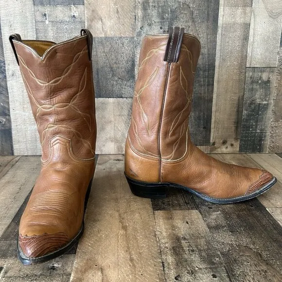 Tony Lama Vintage Gold Label Wingtip Cowboy Boots Mens 14 EEE