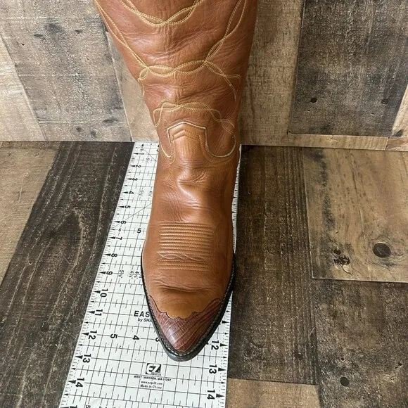 Tony Lama Vintage Gold Label Wingtip Cowboy Boots Mens 14 EEE