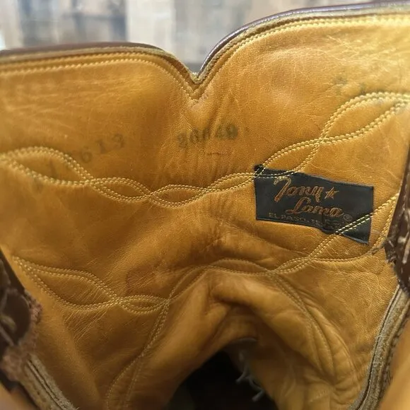 Tony Lama Vintage Gold Label Wingtip Cowboy Boots Mens 14 EEE