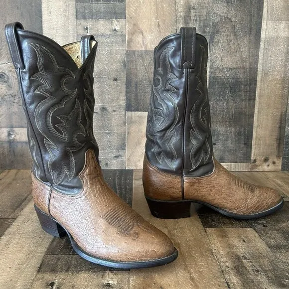 Tony Lama Vintage Smooth Ostrich Western Cowboy Boots Mens 10 EE