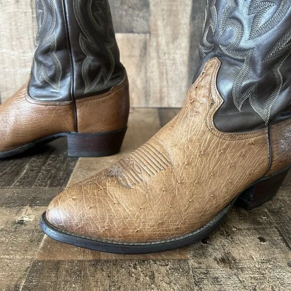 Tony Lama Vintage Smooth Ostrich Western Cowboy Boots Mens 10 EE