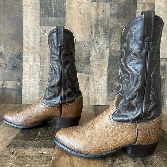 Tony Lama Vintage Smooth Ostrich Western Cowboy Boots Mens 10 EE